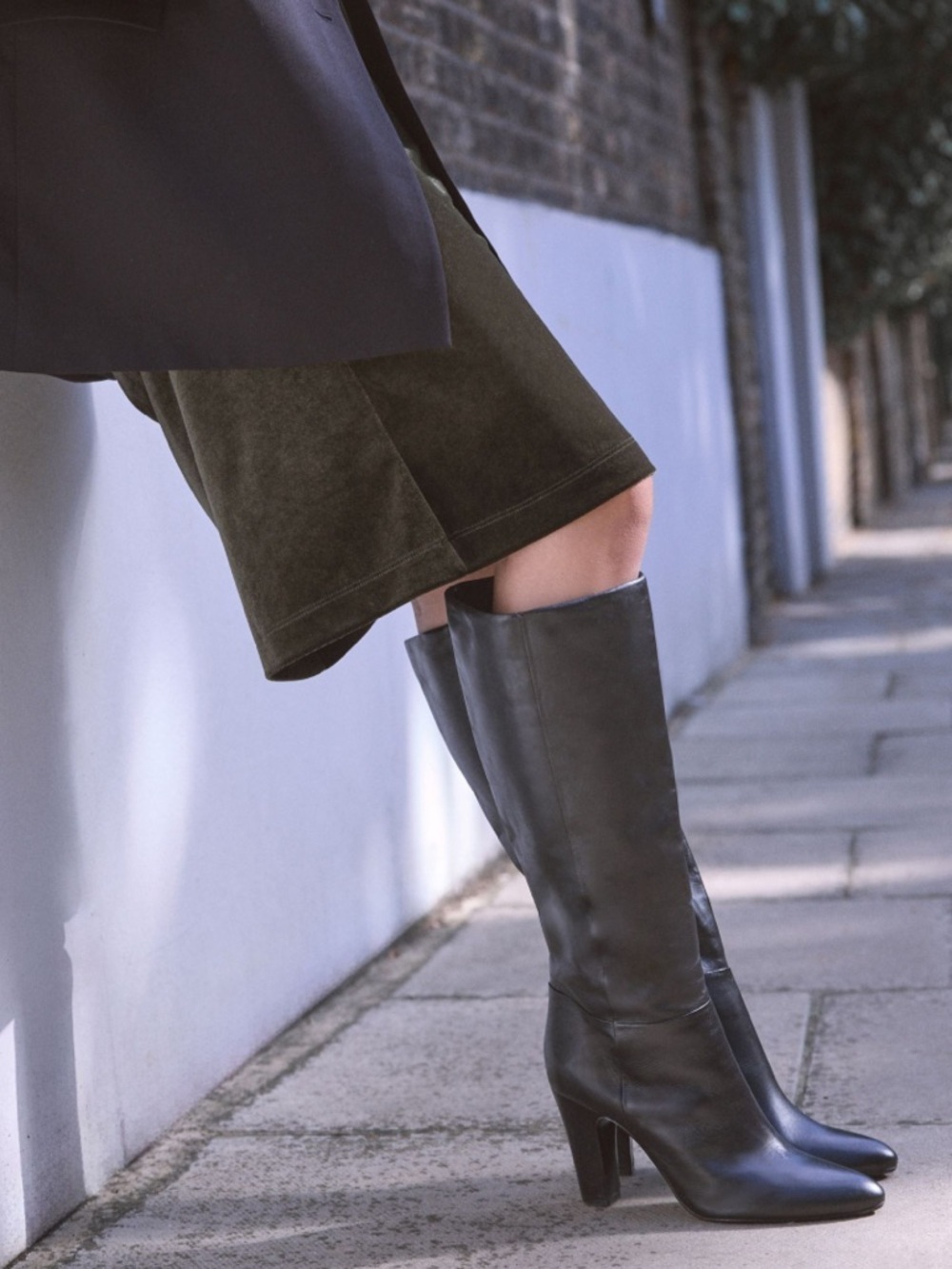 Clarks Black Leather Knee Hight Heeled Boots